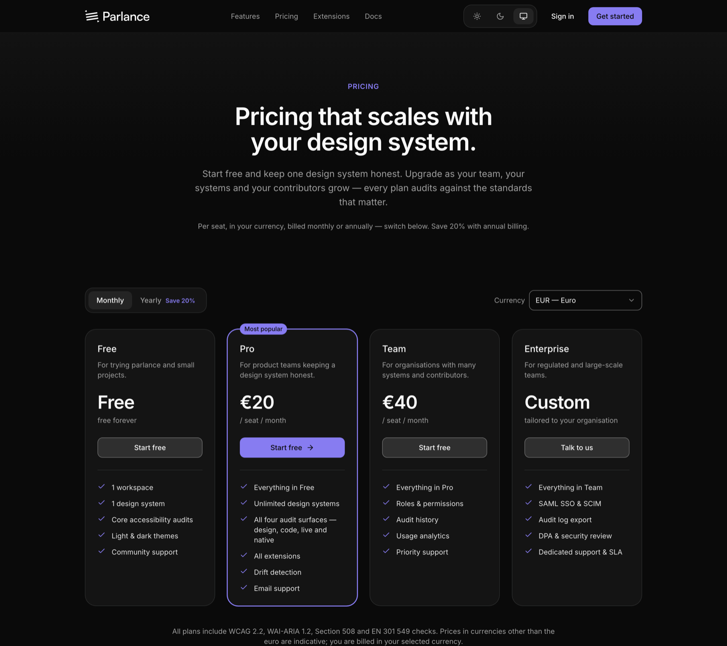 Pricing & system definition